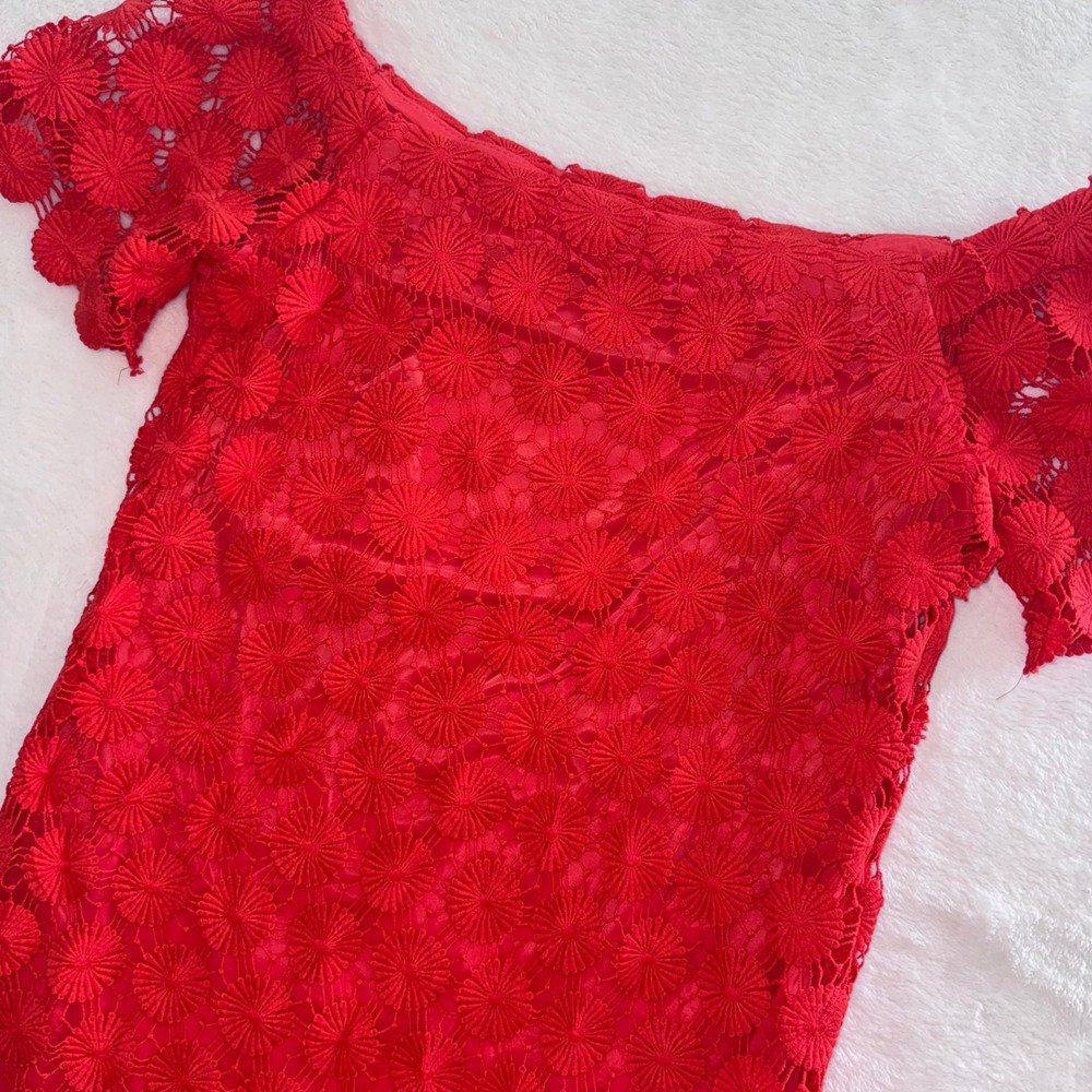 Trina Turk Crocheted Dress Women S Orange Guipure Sheath Boat Neck TT172008